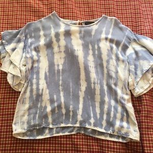 Light blue & white tie dye shirt